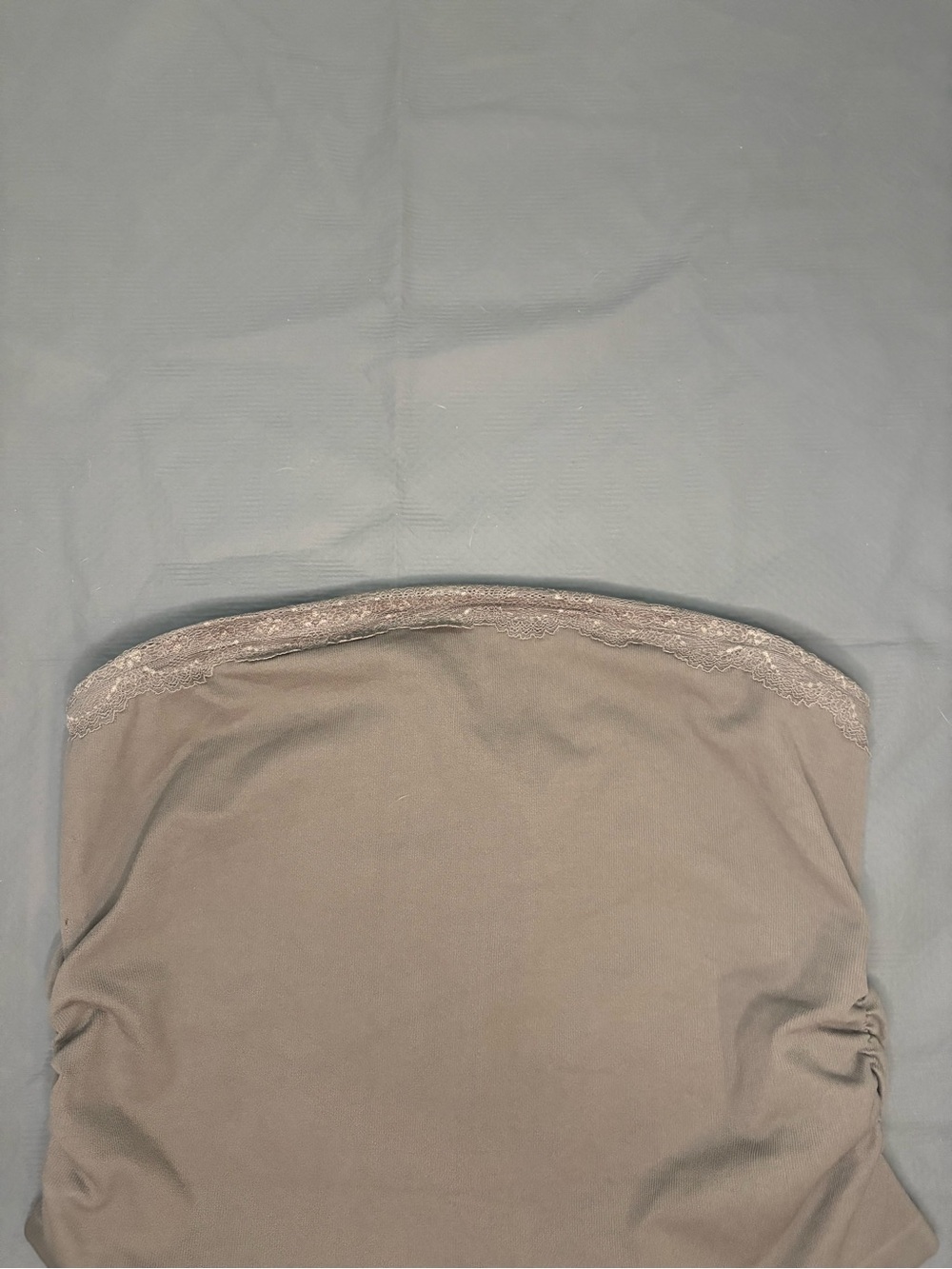 NWOT - OQQ Seamless Lace-Trim Strapless Cropped Tube Top - Taupe - XL - Picture 5 of 5